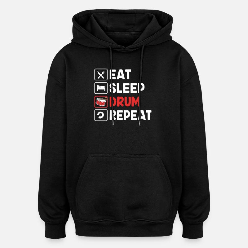 Batteries, batteurs, baguettes - Sweat à capuche oversize unisexe - noir