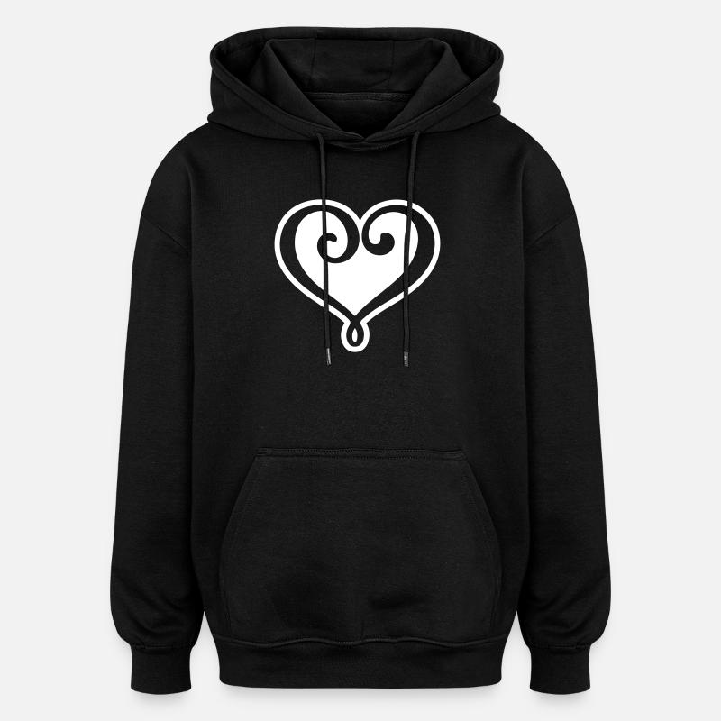 Icône de cœur - Sweat à capuche oversize unisexe - noir