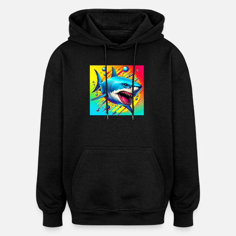 Requin - Sweat à capuche oversize unisexe - noir