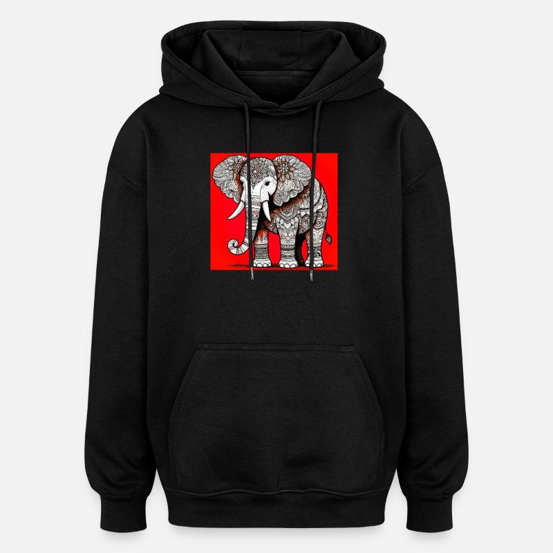 éléphant - Sweat à capuche oversize unisexe - noir