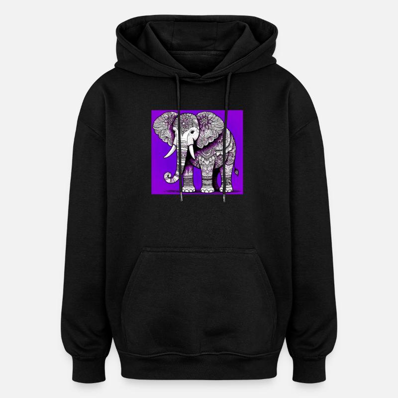 éléphant - Sweat à capuche oversize unisexe - noir