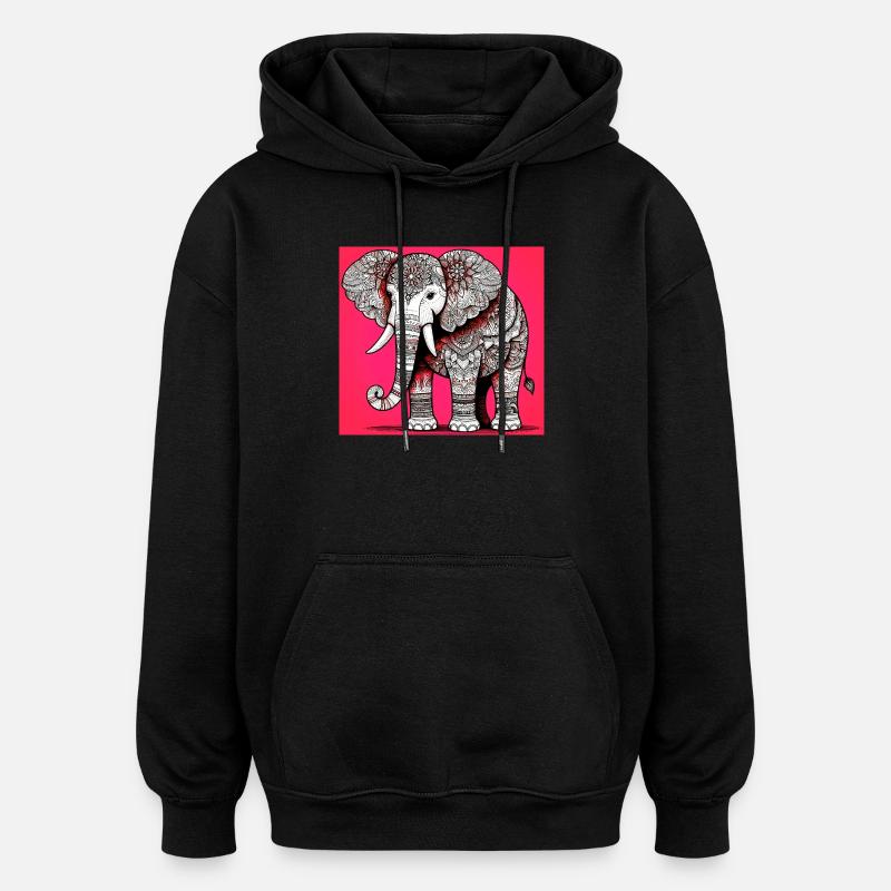 elephant - Oversized Unisex Hoodie - black