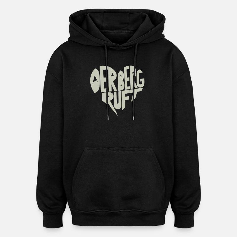Der Berg ruft Herzdesign - Oversized Unisex Hoodie - Schwarz