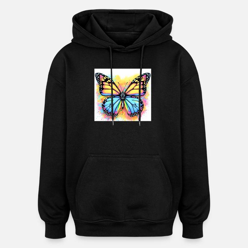 papillon - Sweat à capuche oversize unisexe - noir