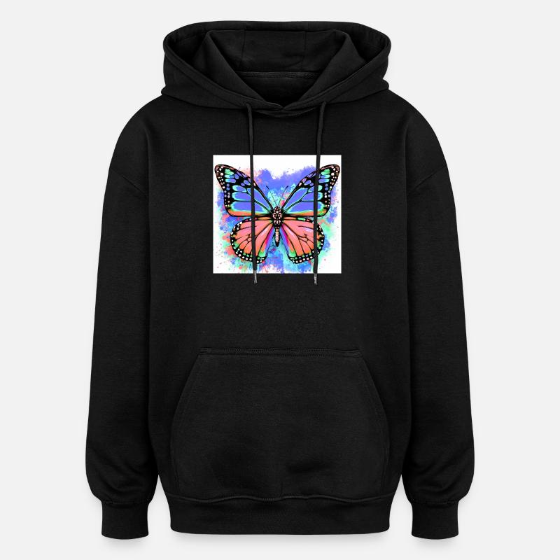 papillon - Sweat à capuche oversize unisexe - noir