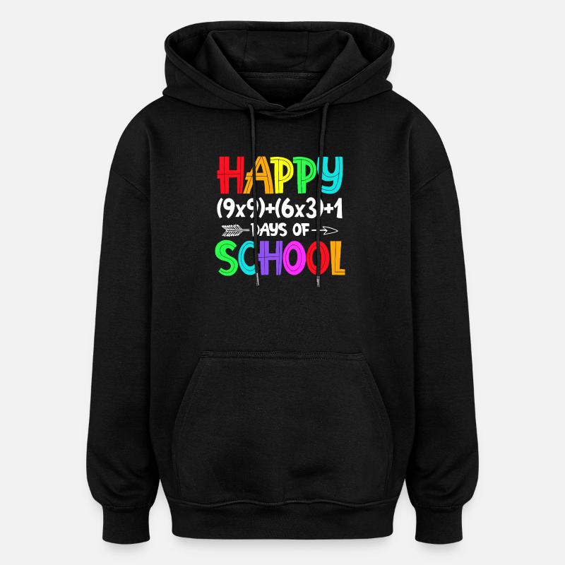 Regenbogenglücklicher Schulanfang - Oversized Unisex Hoodie - Schwarz