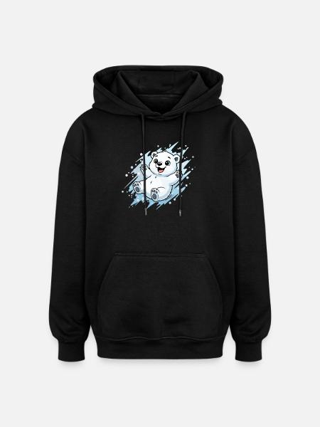 Happy Polar Bear Splash - Oversized Unisex Hoodie - black