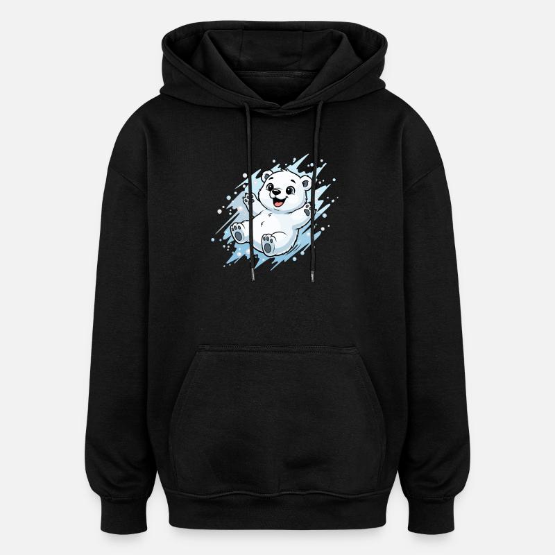 Joyeuse éclaboussure d’ours polaire - Sweat à capuche oversize unisexe - noir