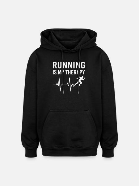 Running Is Therapy Running T-Shirt - Oversized Unisex Hoodie - black