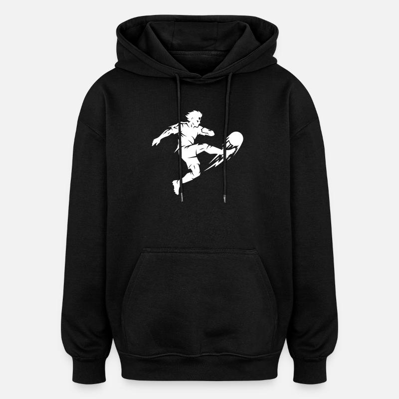 Silhouette du footballeur - Sweat à capuche oversize unisexe - noir