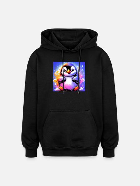 Pinguin - Oversized Unisex Hoodie - Schwarz