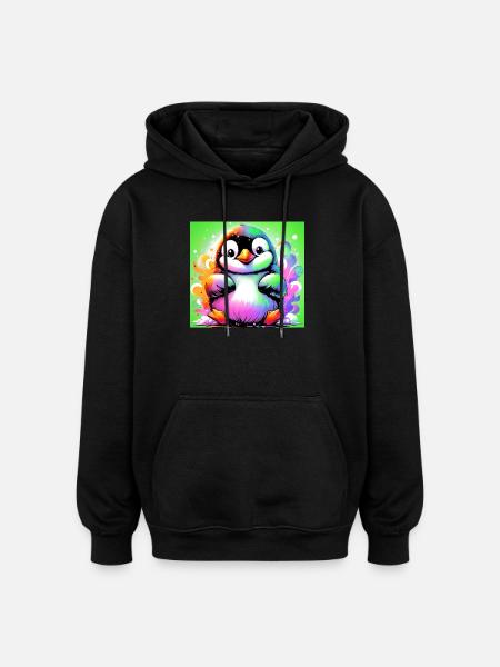 Pinguin - Oversized Unisex Hoodie - Schwarz