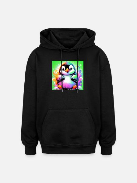 Pinguin - Oversized Unisex Hoodie - Schwarz