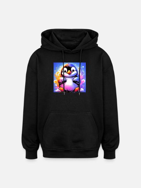 penguin - Oversized Unisex Hoodie - black