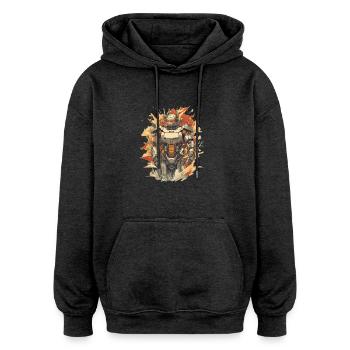 Mecha - Sweat à capuche oversize unisexe - charbon - Devant - Noah (186cm)