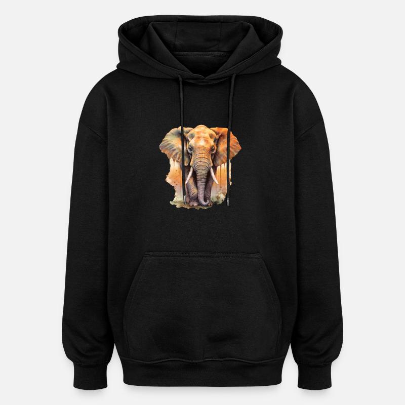 Elephant - Oversized Unisex Hoodie - black