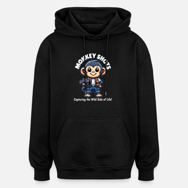 Schimpansen-Fotograf - Oversized Unisex Hoodie - Schwarz