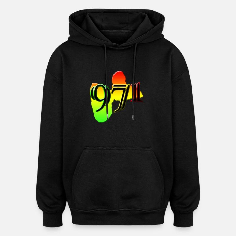 971 Guadeloupe - Sweat à capuche oversize unisexe - noir