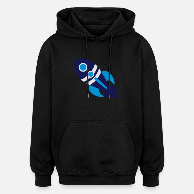 Rakete - Oversized Unisex Hoodie - Schwarz