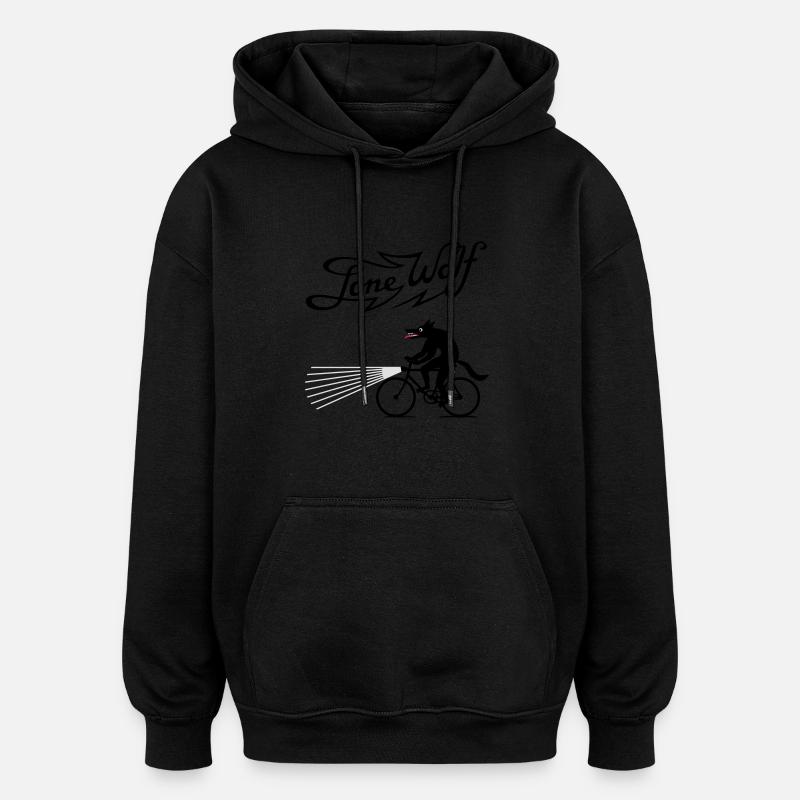 Lone Wolf sur le vélo - Sweat à capuche oversize unisexe - noir
