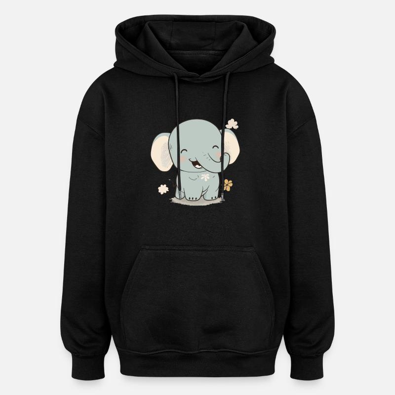 Bébé éléphant - Sweat à capuche oversize unisexe - noir