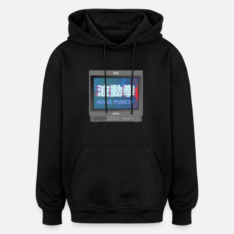 Retrogaming - Wave Punch - Sweat à capuche oversize unisexe - noir