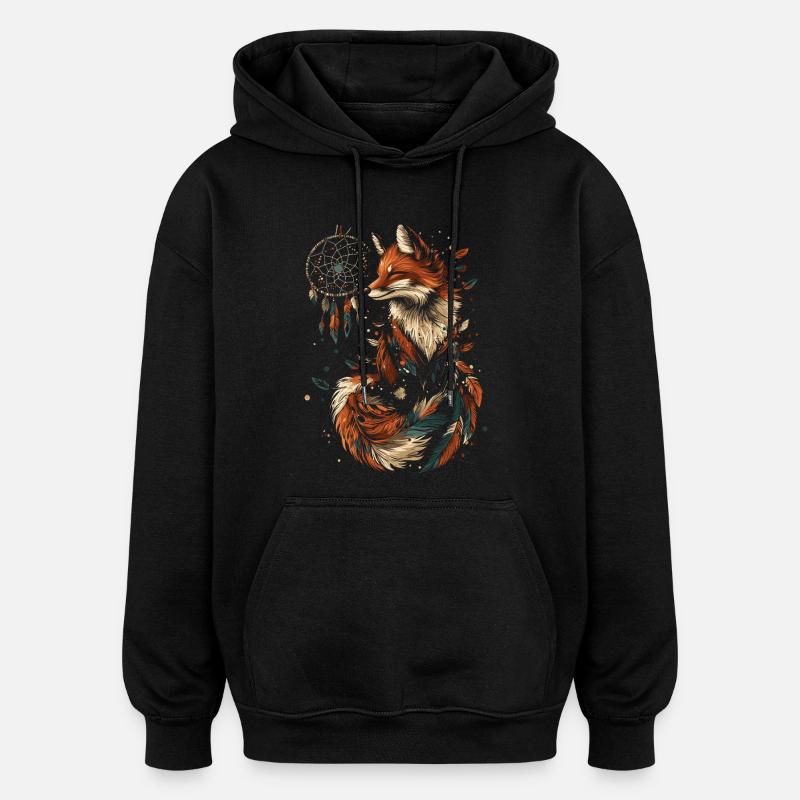 Attrape-rêves Fox - Sweat à capuche oversize unisexe - noir