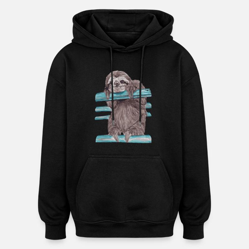 hey mr sloth - Sweat à capuche oversize unisexe - noir