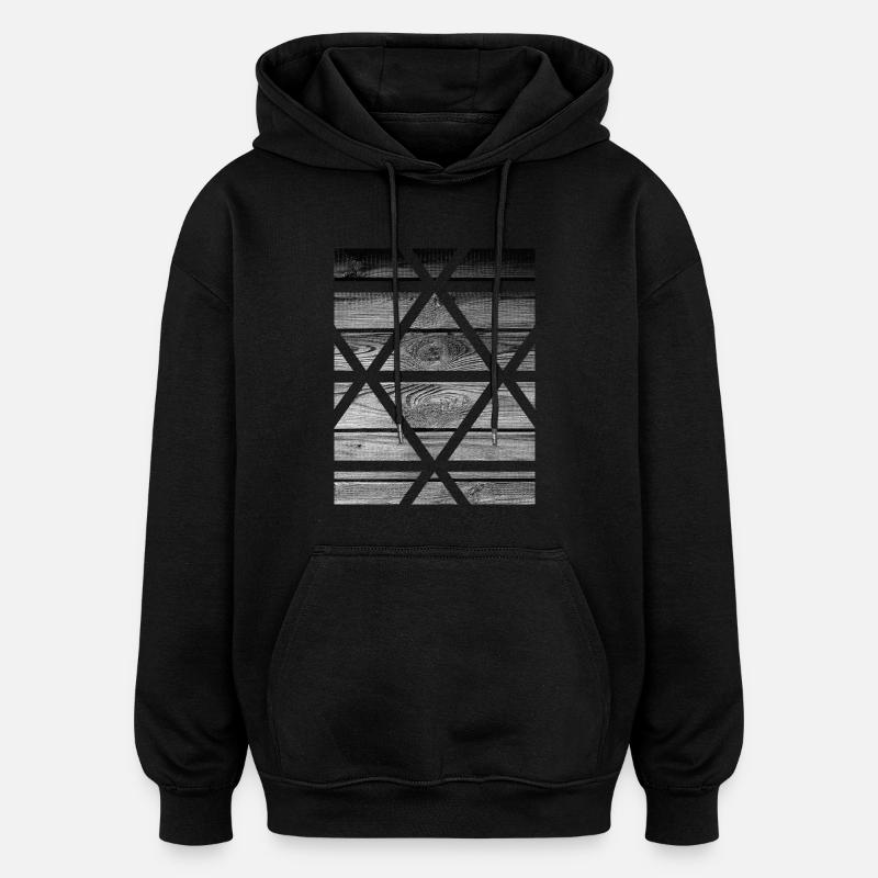 Holz - Oversized Unisex Hoodie - Schwarz