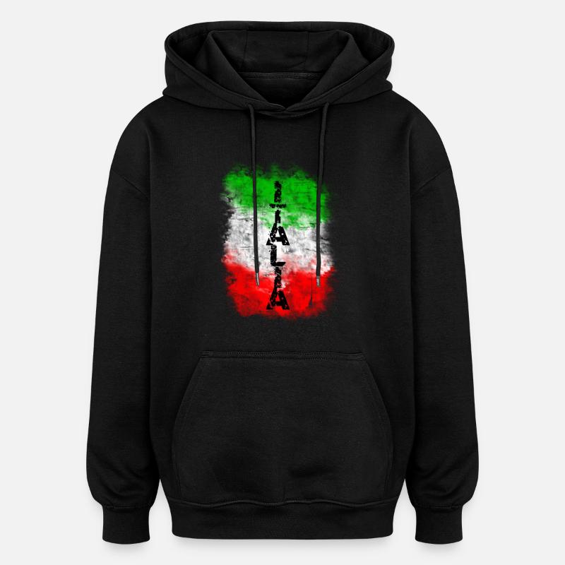 italia - Sweat à capuche oversize unisexe - noir