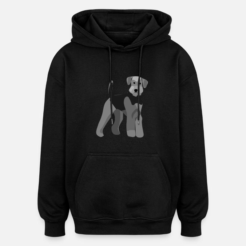 Airedale Terrier vorne - Oversized Unisex Hoodie - Schwarz