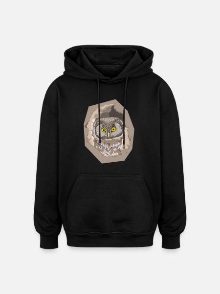 owl - Oversized Unisex Hoodie - black