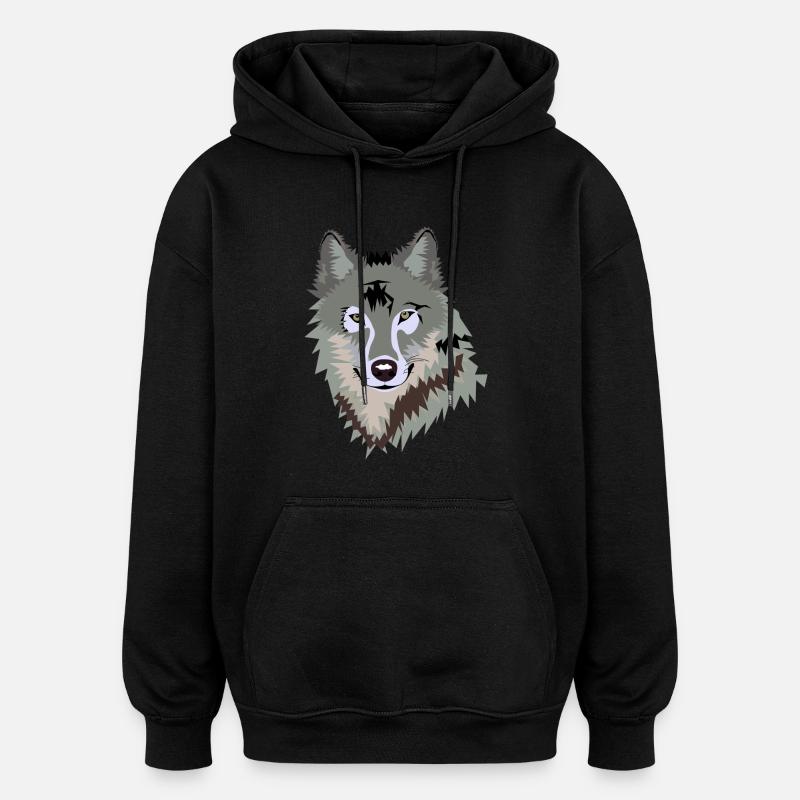 wolf - Oversized Unisex Hoodie - black