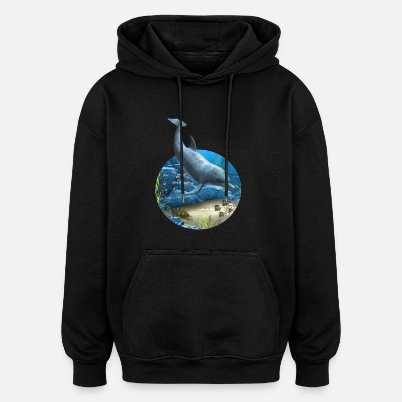 Le monde des dauphins - Sweat à capuche oversize unisexe - noir