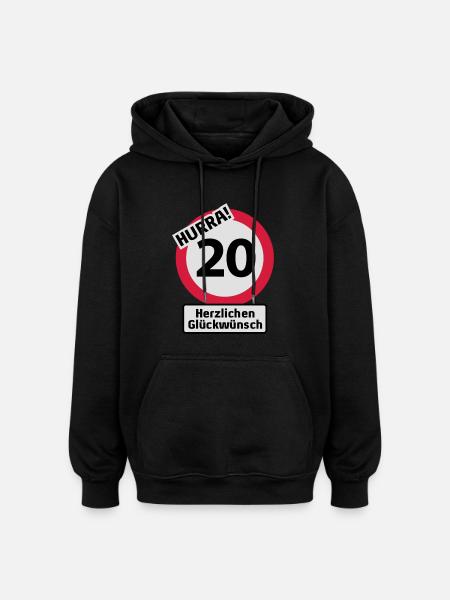 Hurrah 20 Birthday - Congratulations - Oversized Unisex Hoodie - black