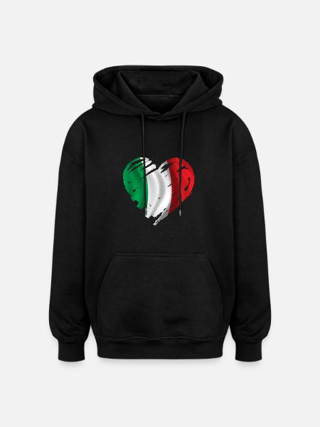 heart italy - Oversized Unisex Hoodie - black
