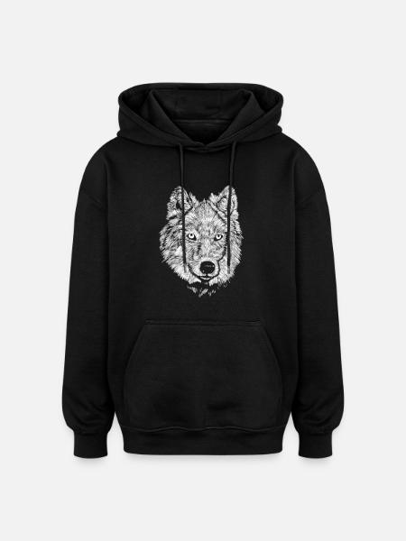wolf - Oversized Unisex Hoodie - Schwarz