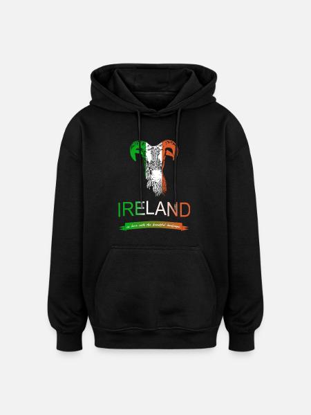 Irlande Irlande moutons - Sweat à capuche oversize unisexe - noir