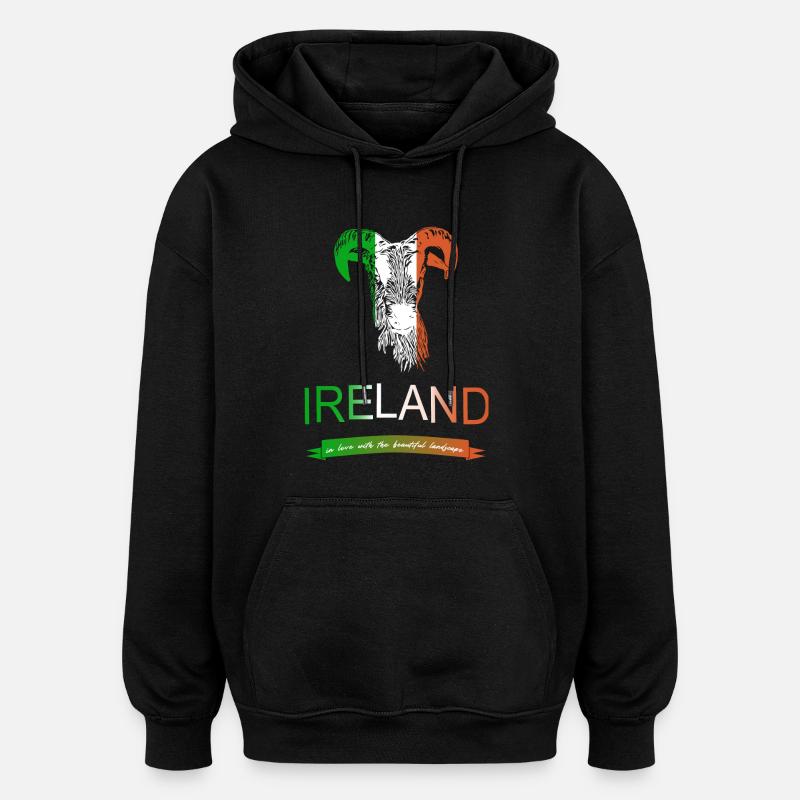 Irlande Irlande moutons - Sweat à capuche oversize unisexe - noir