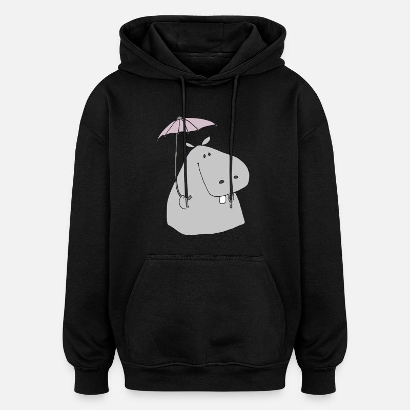 Nilp Cheval avec parapluie - Sweat à capuche oversize unisexe - noir