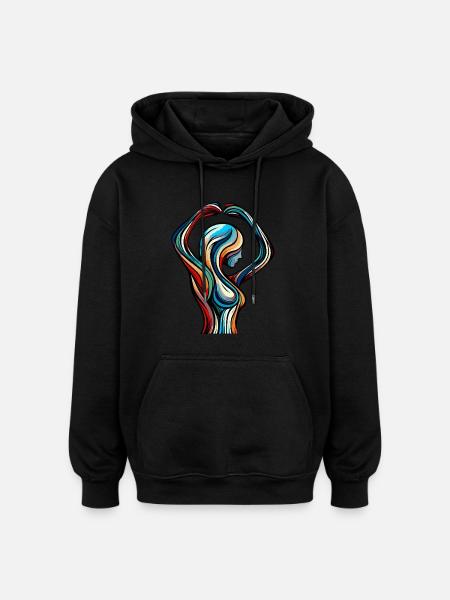 Bunte Frau - Oversized Unisex Hoodie - Schwarz