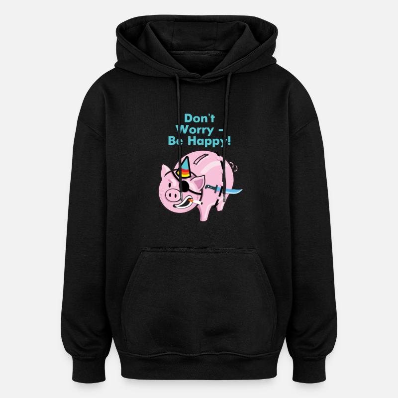 Cochon de pirate - Sweat à capuche oversize unisexe - noir