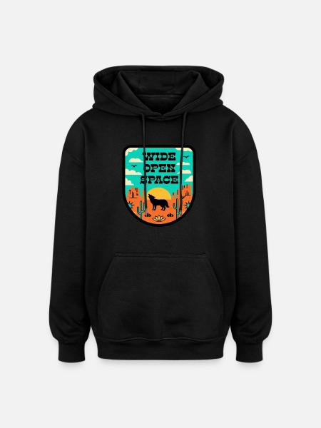 Desert in retro style - Oversized Unisex Hoodie - black
