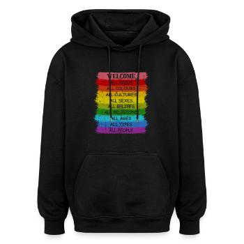 Regenbogen Pride LGBT Toleranz Liebe Gewinnt - Oversized Unisex Hoodie - Schwarz - Vorne - Noah (186cm)