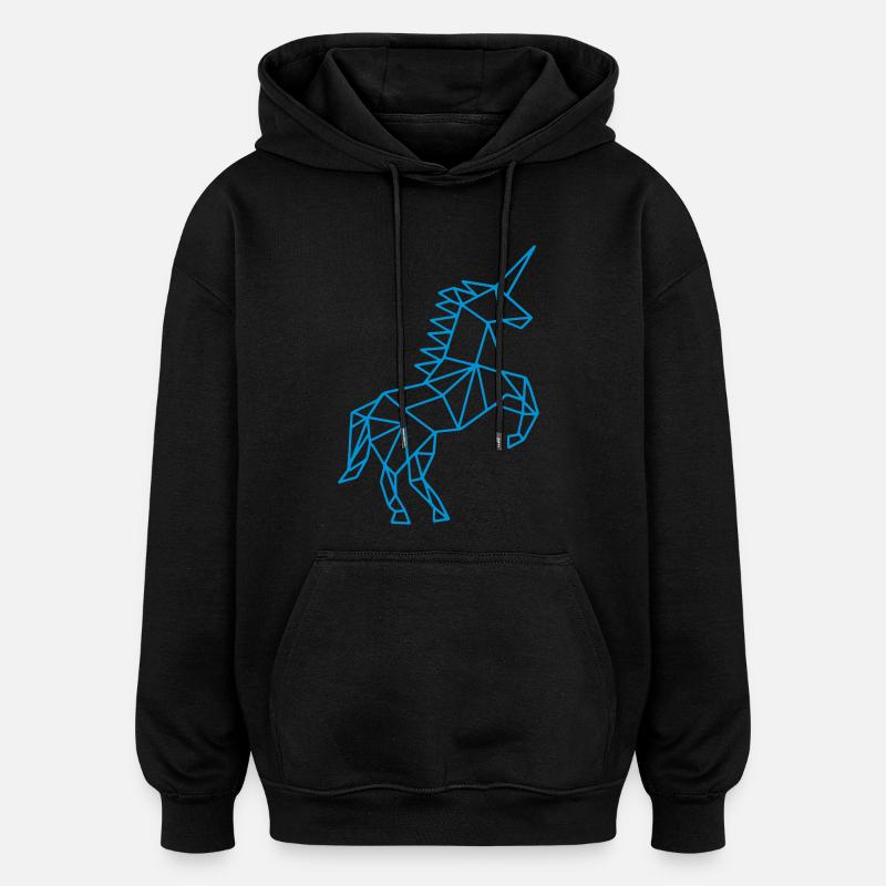 licorne - Sweat à capuche oversize unisexe - noir