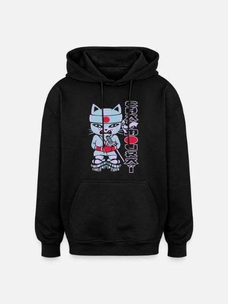 Chat mouraï flex - Oversized Unisex Hoodie - black