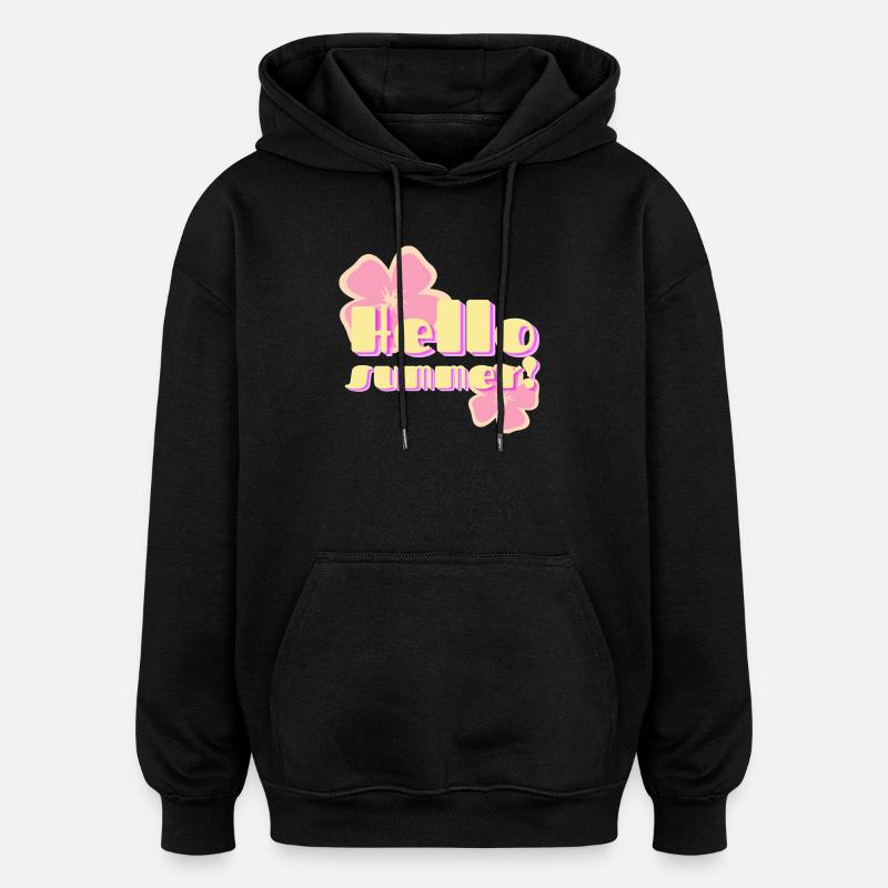 Hello Summer fleurs pastel rétro - Sweat à capuche oversize unisexe - noir