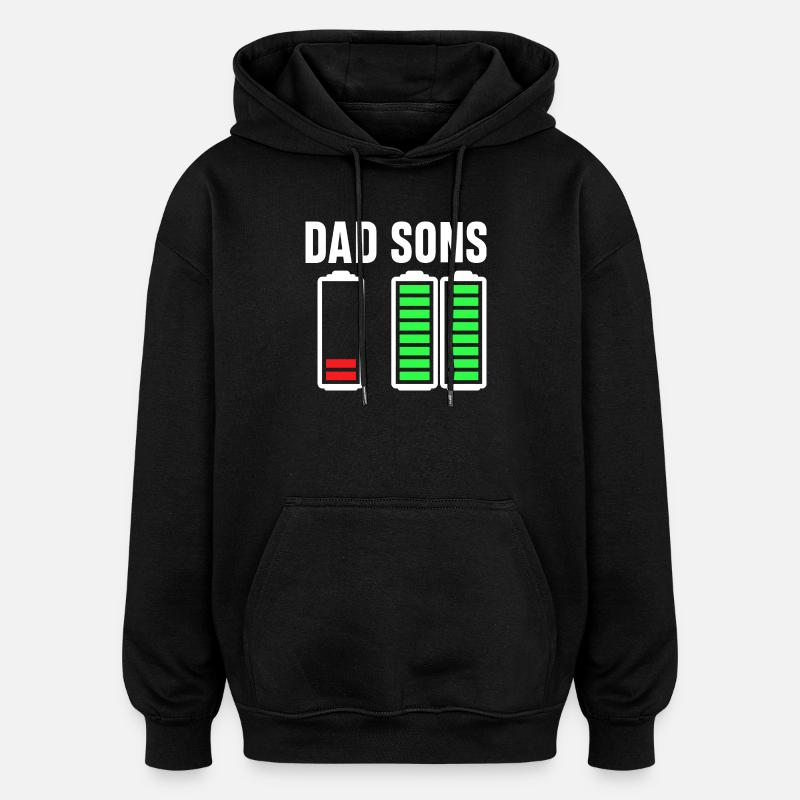 Dad Sons Battery Bar Graphic - Oversized Unisex Hoodie - black
