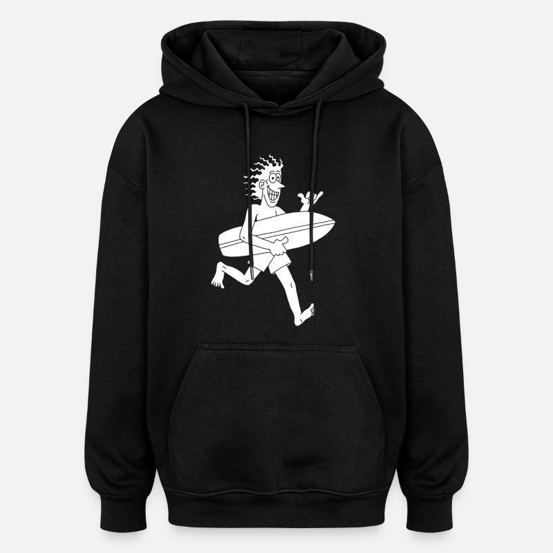 Surfeur impatient (blanc) - Sweat à capuche oversize unisexe - noir