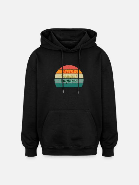 World's Okayest Engineer Retro Design - Oversized Unisex Hoodie - black